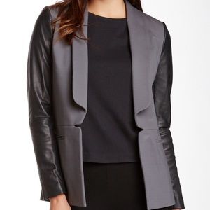 a. moss Leather Sleeve Ponte Blazer